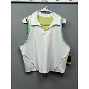 TEK GEAR‎ XXL Workout Top Sleeveless Athletic Golf White Green Activewear